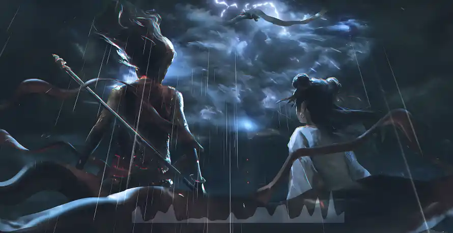 4k哪吒壁纸 - 场景 - 雨中 - 上美藕「哲风壁纸」