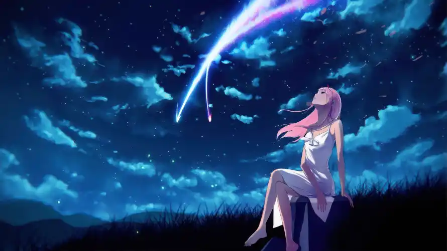 4k动漫壁纸 - 少女 - 星空 - 二次元「哲风壁纸」