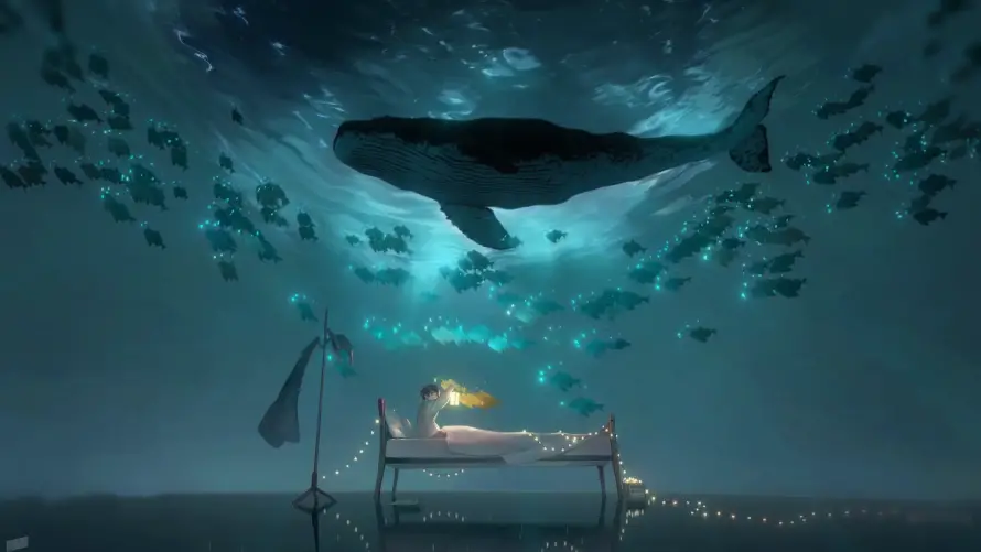 2k鲸鱼壁纸-壁纸引擎 - 海底床景-Wakeup「哲风壁纸」