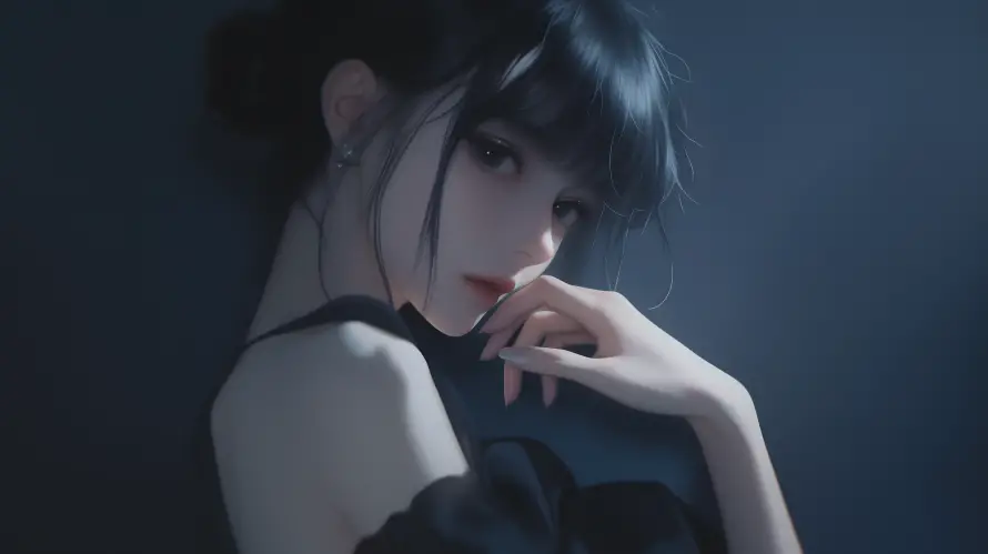 4k少女壁纸 - 暗黑风 - 黑色系 - 人物壁纸「哲风壁纸」
