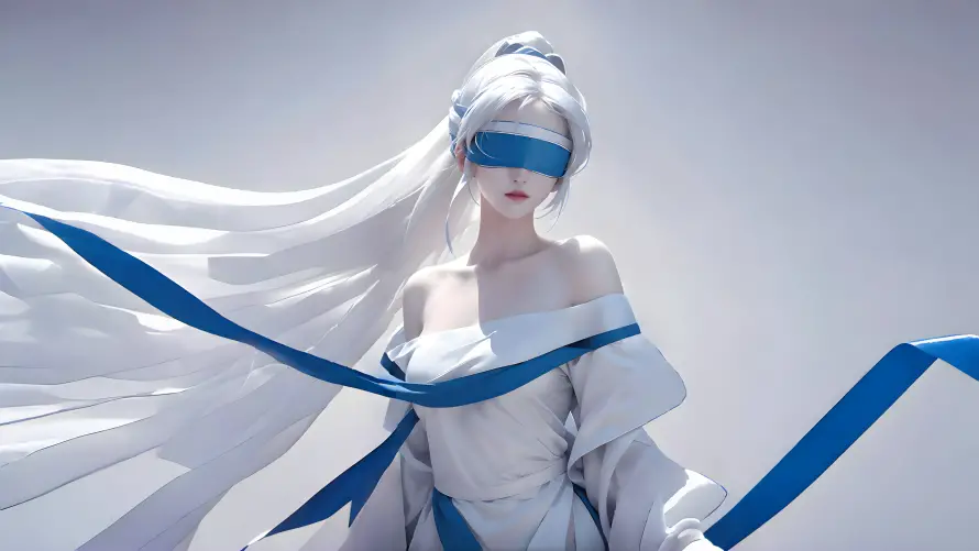 4k盲女壁纸 - 古风少女 - 少女壁纸 - 白色服饰「哲风壁纸」