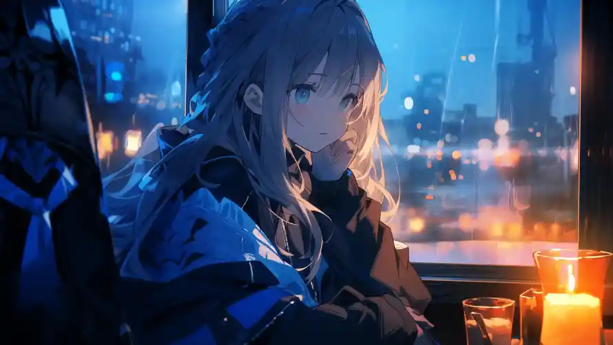 4k动漫壁纸 - 夜景 - 少女 - 唯美风「哲风壁纸」
