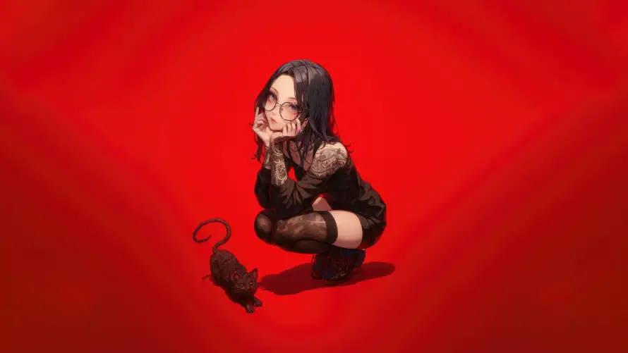 4k动漫壁纸 - 美女 - 黑猫 - 动漫壁纸「哲风壁纸」