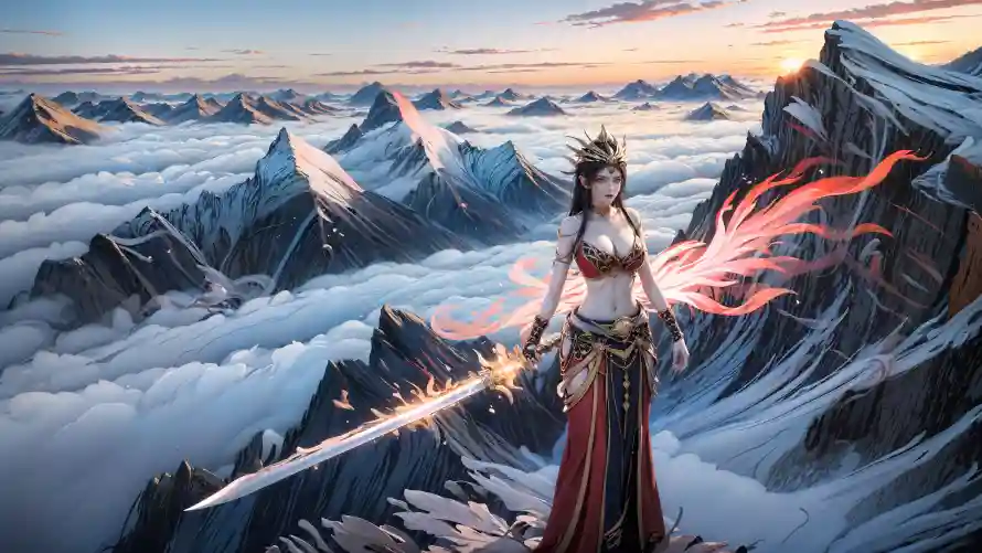4k人物壁纸 - 火焰 - 玄幻 - 雪山「哲风壁纸」