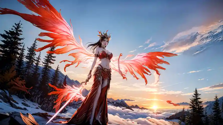 4k玄幻壁纸 - 羽翼 - 雪景 - 美杜莎「哲风壁纸」