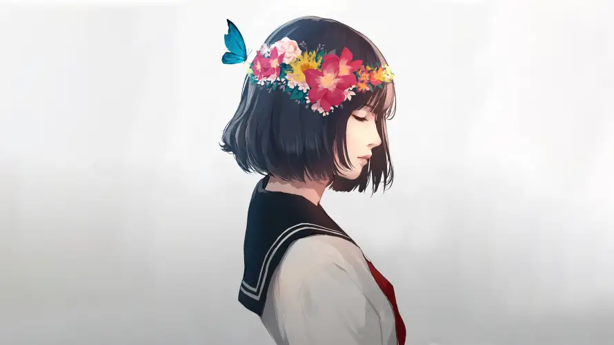 4kjk壁纸 - 动漫 - 少女 - 花环「哲风壁纸」