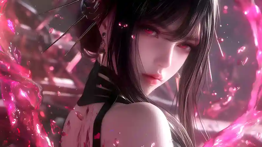 4k动漫人物壁纸 - 古风少女 - 壁纸引擎 - 水中仙子「哲风壁纸」