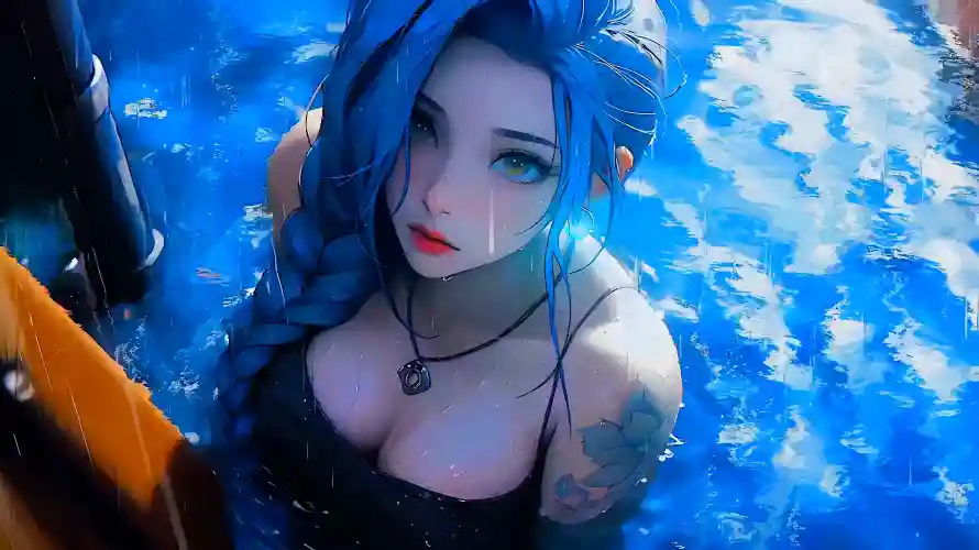4k壁纸引擎壁纸 - 水中仙子 - 水中场景 - 蓝发少女「哲风壁纸」
