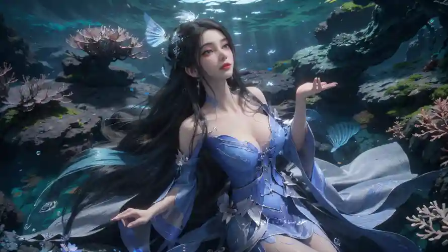 4k古装美人壁纸 - 壁纸引擎 - 水下场景 - 水中仙子「哲风壁纸」