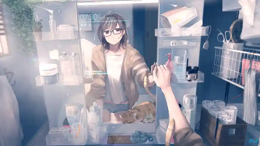 4k动漫壁纸 - 少女 - 镜子 - 动漫壁纸「哲风壁纸」