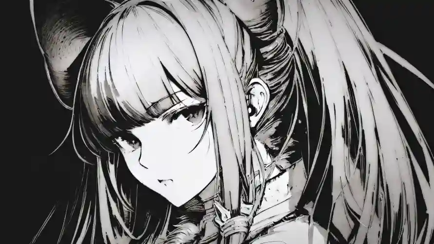 4k动漫壁纸 - 少女 - 二次元 - 黑白风「哲风壁纸」