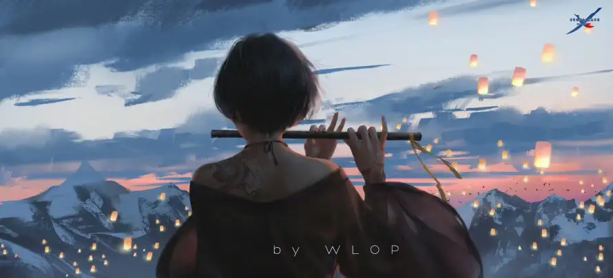 4k吹奏壁纸 - 场景 - 小绿 - 背影「哲风壁纸」