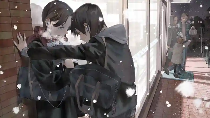 4k动漫壁纸 - 少女 - 动漫壁纸 - 拥抱画面「哲风壁纸」