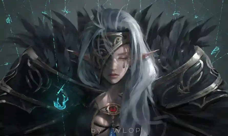 4k鬼刀壁纸 - WLOP - 奇幻元素 - 暗黑风格「哲风壁纸」