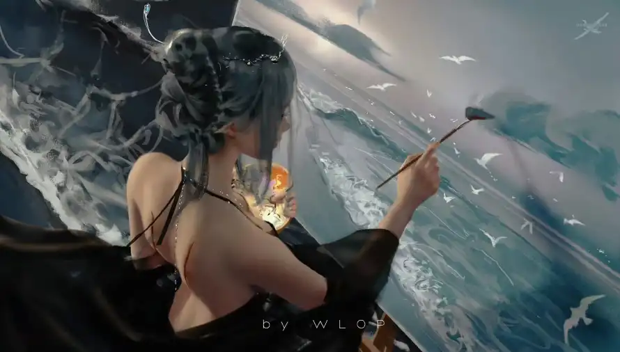 4k人物壁纸 - 场景 - 插画 - 海洋「哲风壁纸」