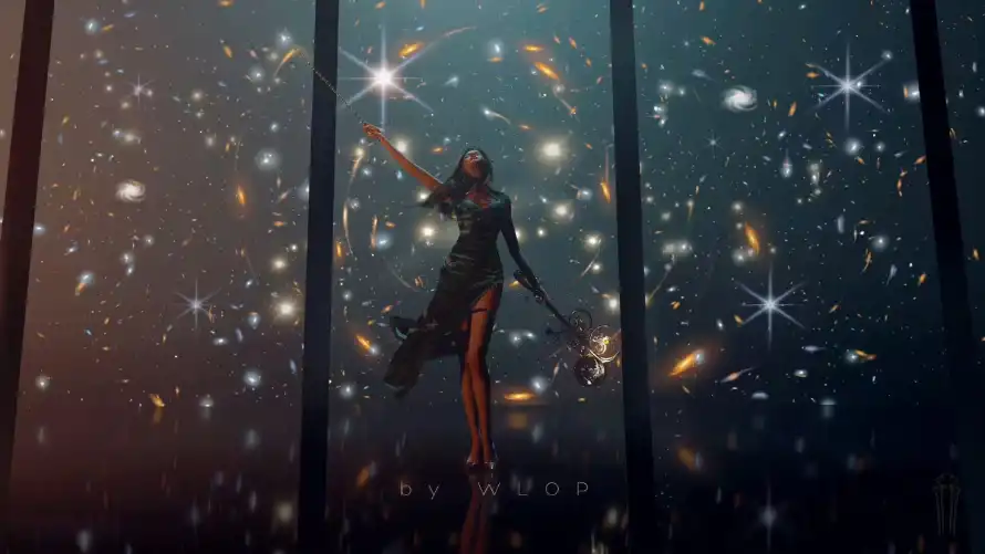 4k云虫壁纸 - 月牙儿 - WLOP - 奇幻场景「哲风壁纸」