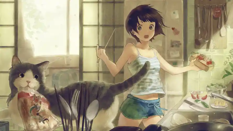 4k动漫壁纸 - 猫 - 可爱 - 少女「哲风壁纸」