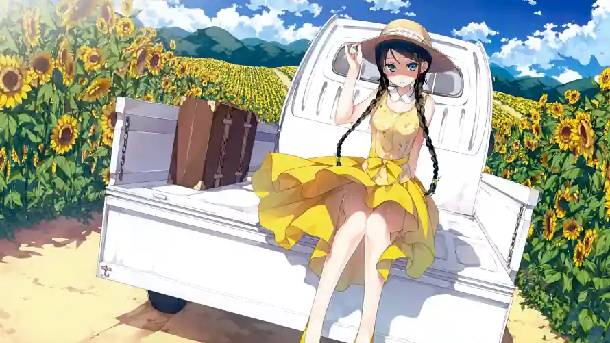 4k动漫壁纸 - 卡车 - 少女 - 田野「哲风壁纸」