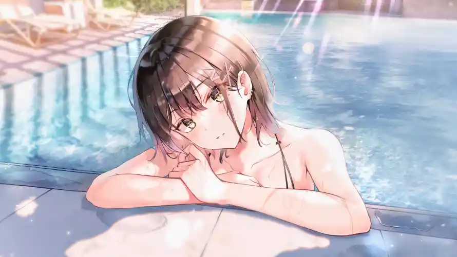 4k动漫壁纸 - 少女 - 泳池 - 画面「哲风壁纸」