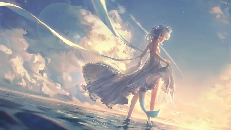 4k动漫壁纸 - 少女 - 梦幻 - 海洋「哲风壁纸」