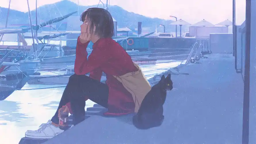 4k人物壁纸 - 动漫 - 少女 - 码头「哲风壁纸」