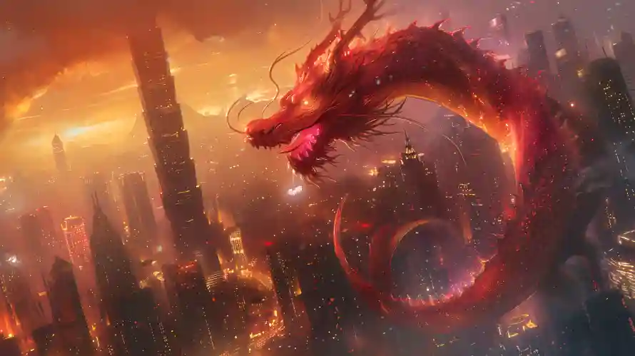 4kAI壁纸-中国龙壁纸和巨龙-城市背景壁纸分享「哲风壁纸」