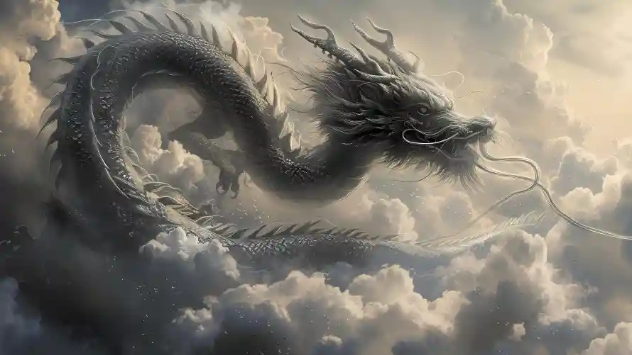 4kAI壁纸-中国龙和云端巨龙-幻想元素「哲风壁纸」