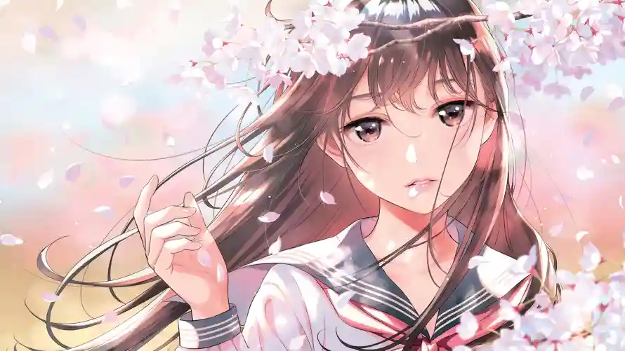 4k动漫壁纸 - 少女 - 樱花 - 浪漫「哲风壁纸」