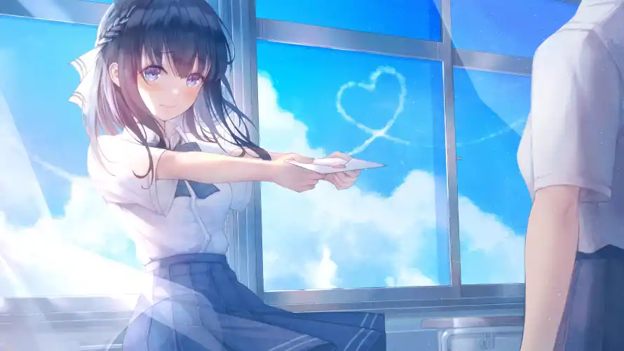 4k动漫壁纸 - 少女 - 比心 - 窗边「哲风壁纸」
