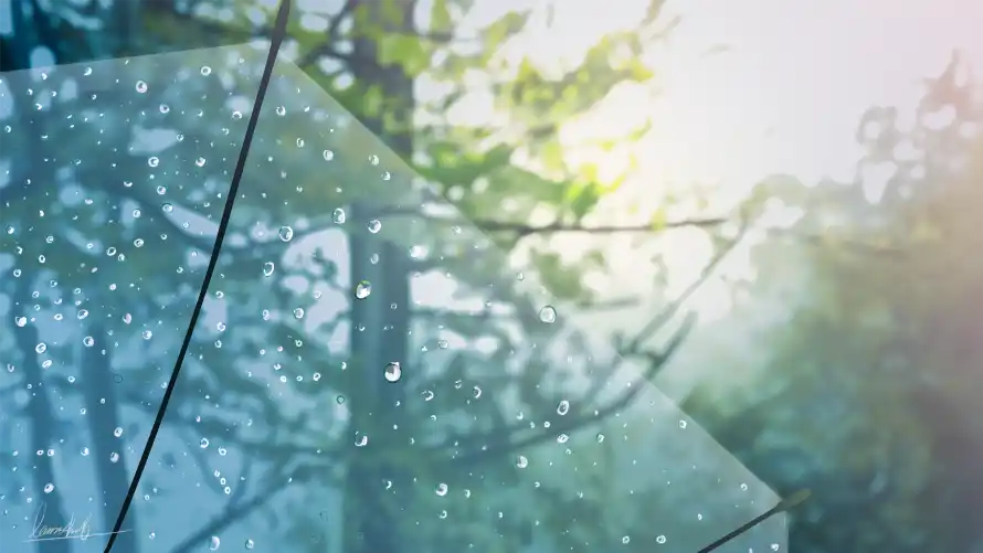4k动漫壁纸 - 雨伞 - 雨滴 - 动漫壁纸「哲风壁纸」