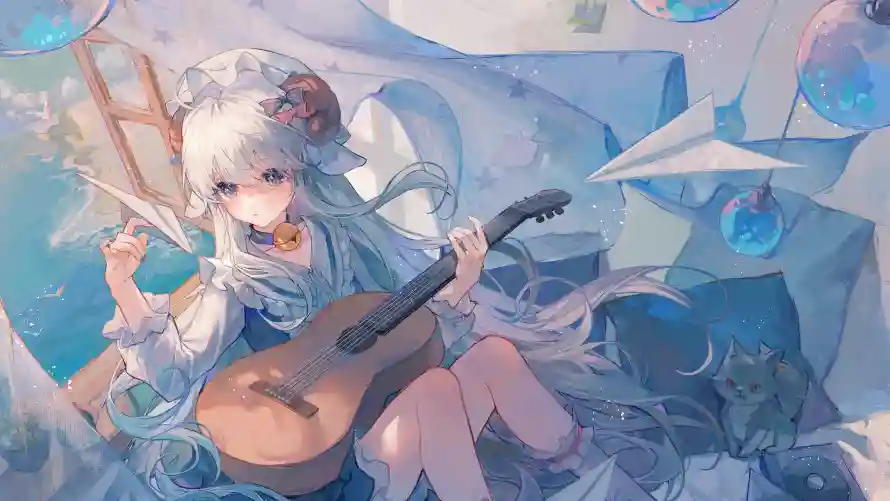 4k动漫壁纸 - 吉他 - 少女 - 弹奏「哲风壁纸」