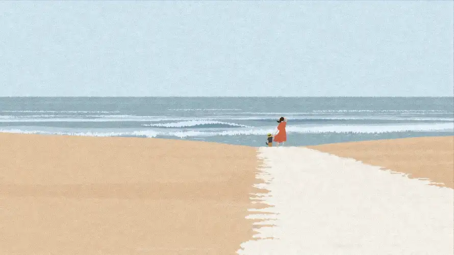 4k人物壁纸 - 海 - 沙滩 - 浪漫「哲风壁纸」