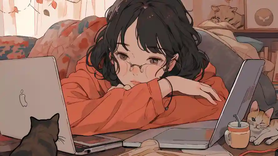 4k动漫壁纸 - 少女 - 猫咪 - 萌猫「哲风壁纸」