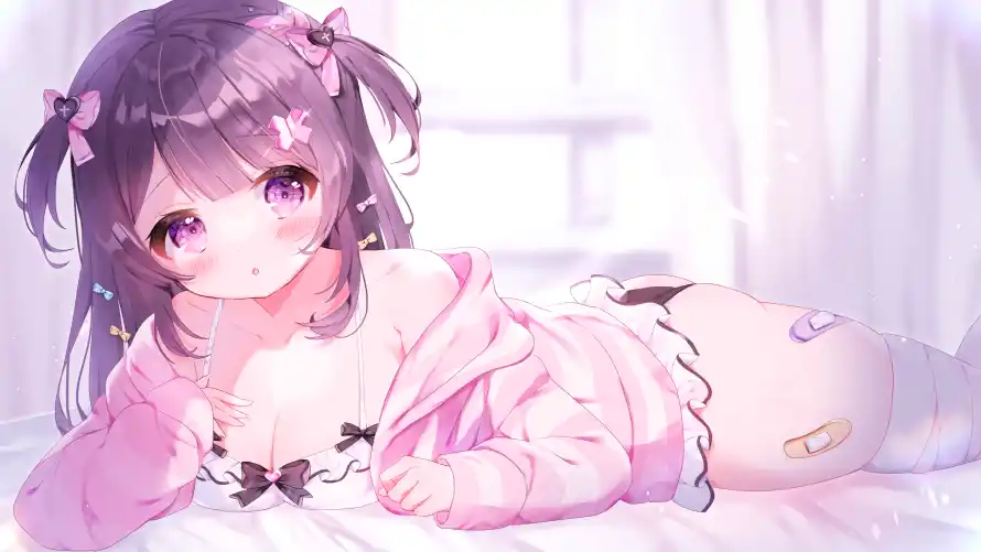 4k动漫壁纸 - 少女 - 萌趣 - 躺卧「哲风壁纸」