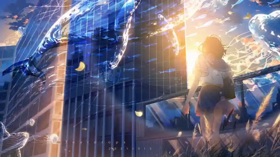 4k动漫壁纸 - 奇幻 - 动漫壁纸 - 少女背影「哲风壁纸」