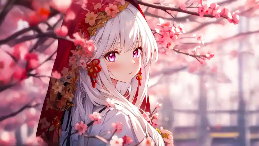 4k古风壁纸 - 少女 - 樱花 - AI壁纸「哲风壁纸」