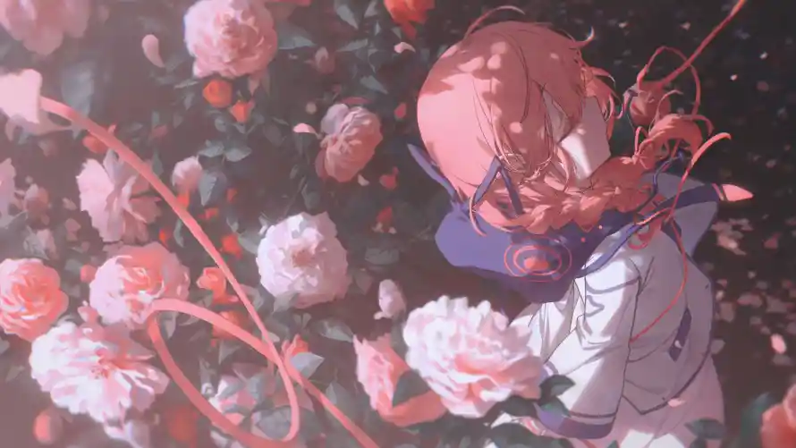 4k动漫壁纸 - 少女 - 花丛 - 花卉「哲风壁纸」