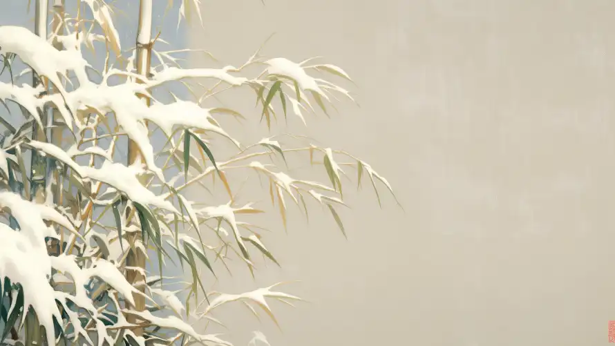 4kAI壁纸 - 竹子 - 雪景 - 雪竹「哲风壁纸」