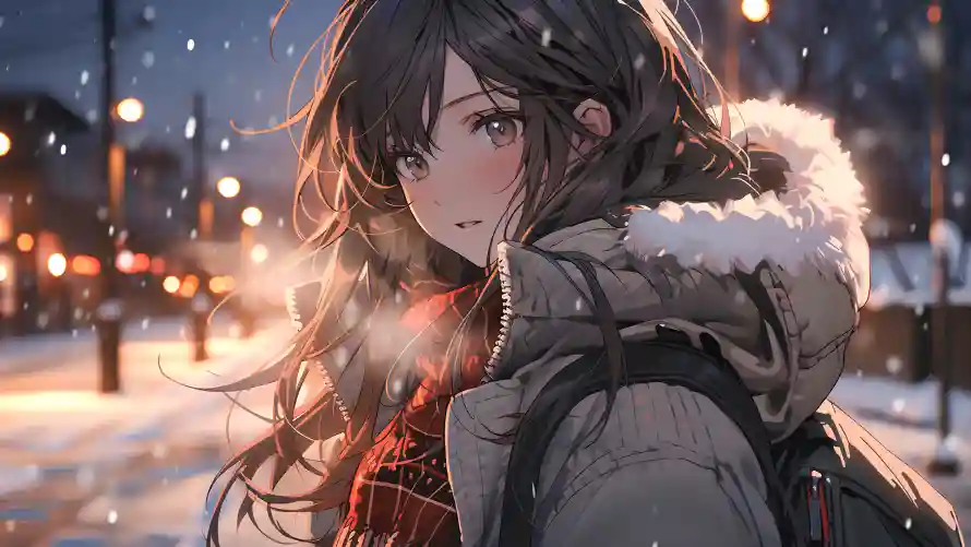 4kAI壁纸 - 少女 - 雪景 - AI少女「哲风壁纸」