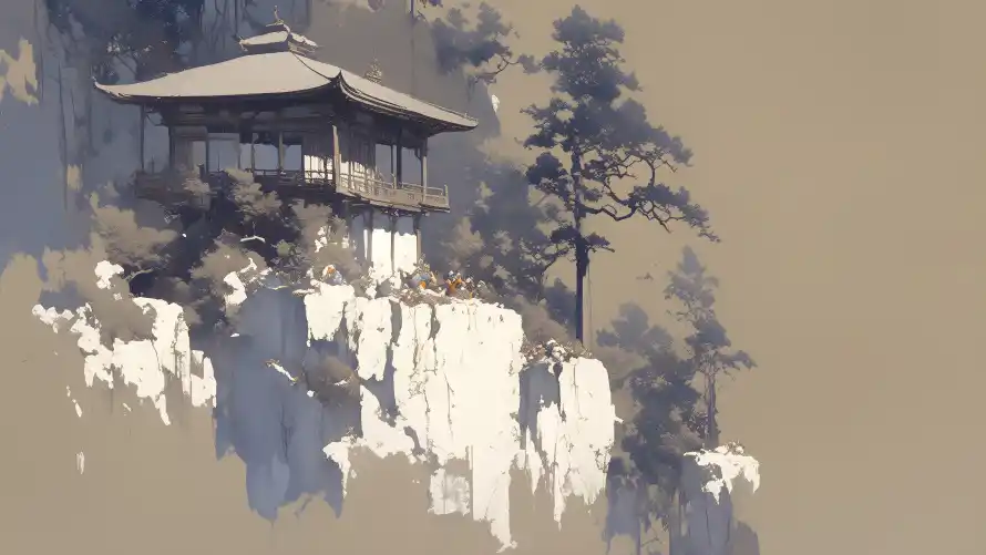 4kAI壁纸 - 亭子 - 古风 - 山水「哲风壁纸」