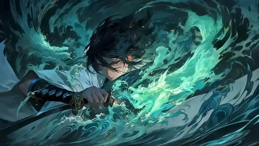 4kAI壁纸 - 少年 - AI少年 - 奇幻水波「哲风壁纸」