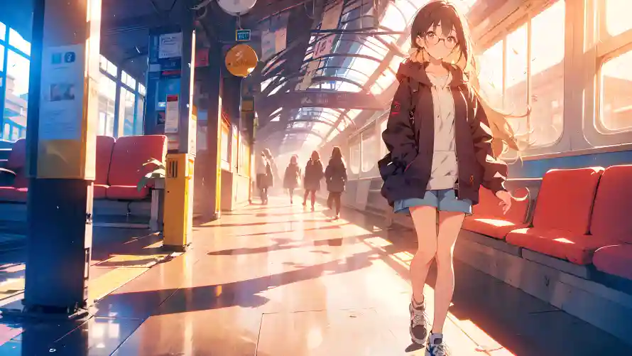 6kAI壁纸-地铁站与人物-AI少女热门的壁纸「哲风壁纸」