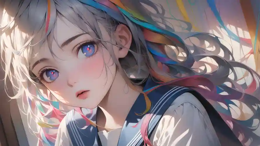 4kAI壁纸 - 少女 - AI少女 - 彩色发丝「哲风壁纸」