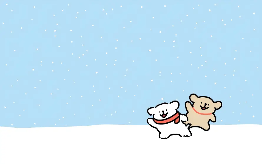 4k卡通壁纸 - 小熊 - 雪地 - 冬季场景「哲风壁纸」