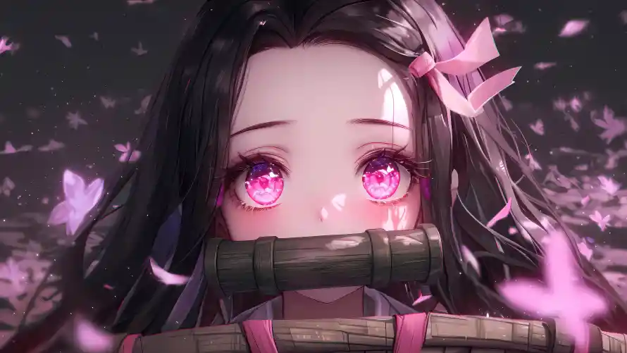 4k少女壁纸 - 祢豆子 - 动漫角色 - 粉色眼睛「哲风壁纸」