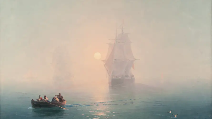 4k油画壁纸 - 船 - 梦幻场景 - 海上船只「哲风壁纸」