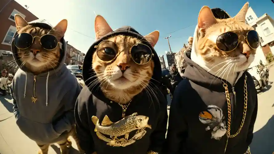 4k街头风壁纸-潮流猫咪与猫-猫咪穿搭壁纸推荐「哲风壁纸」