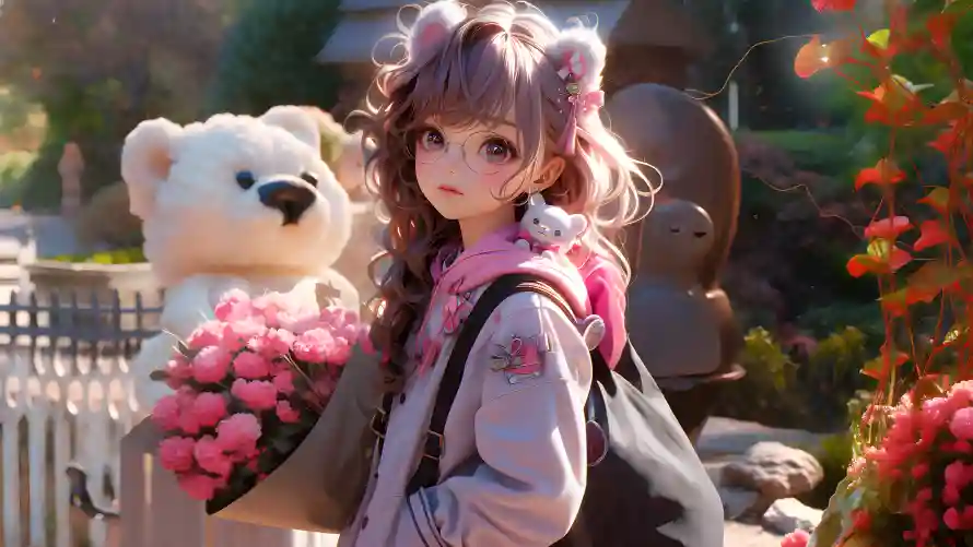 4k动漫壁纸 - 少女 - 白熊 - 精美「哲风壁纸」