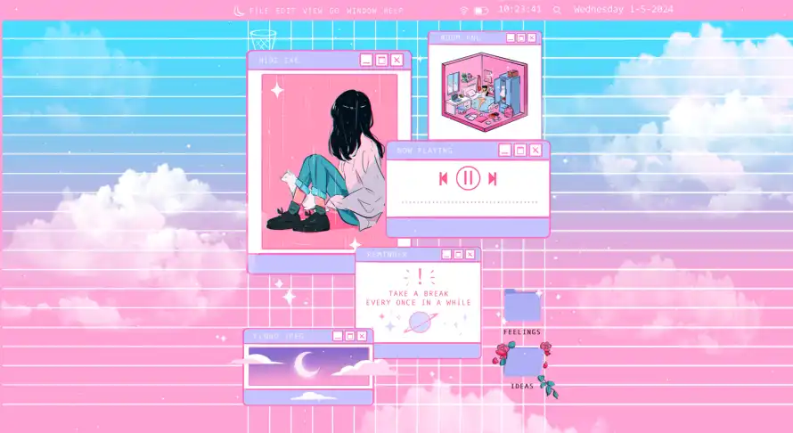 4k少女壁纸-少i女和梦幻-云朵元素免费下载「哲风壁纸」