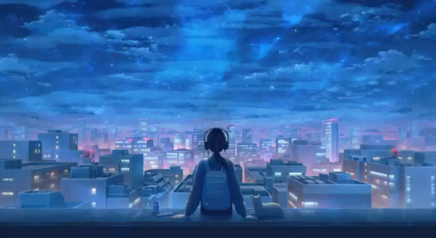 4k动漫壁纸-人物背影壁纸和夜景-城市背景免费下载「哲风壁纸」